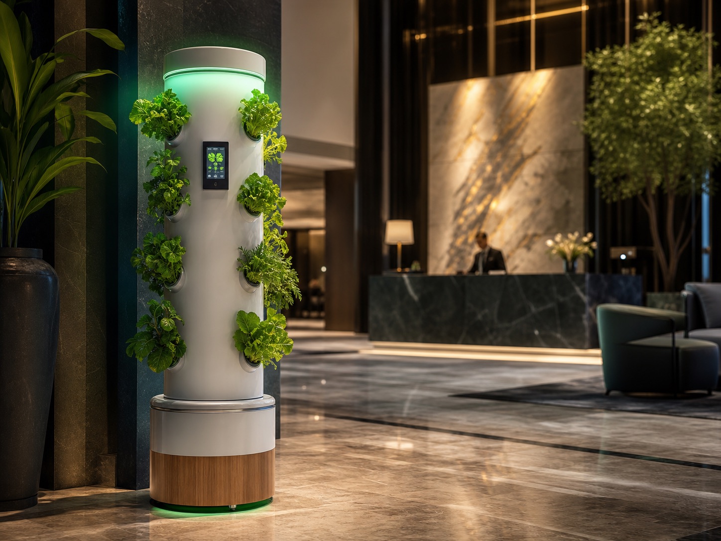 SmartGrow tower in a luxury hotel lobby
