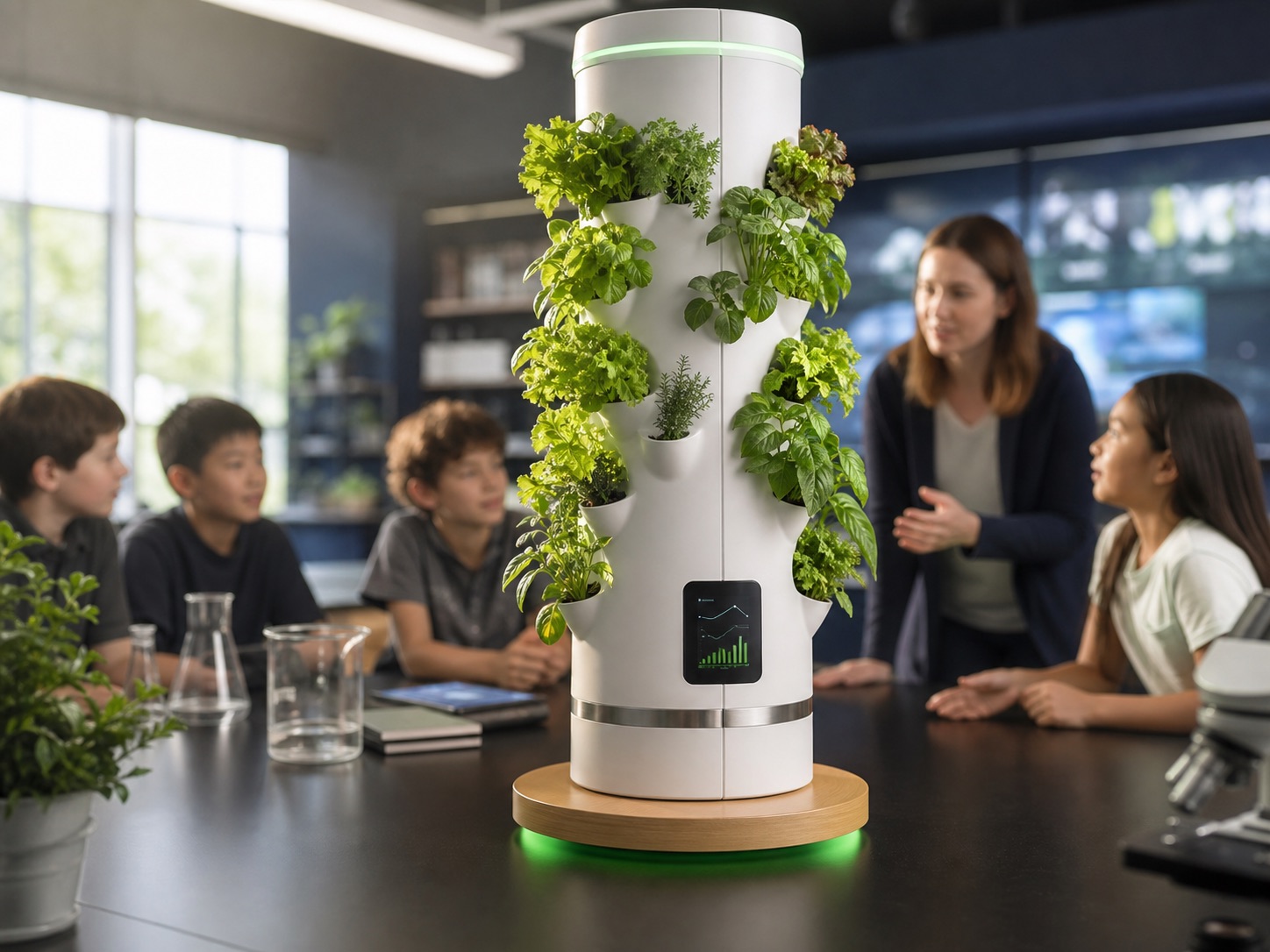 SmartGrow tower in a school science classroom